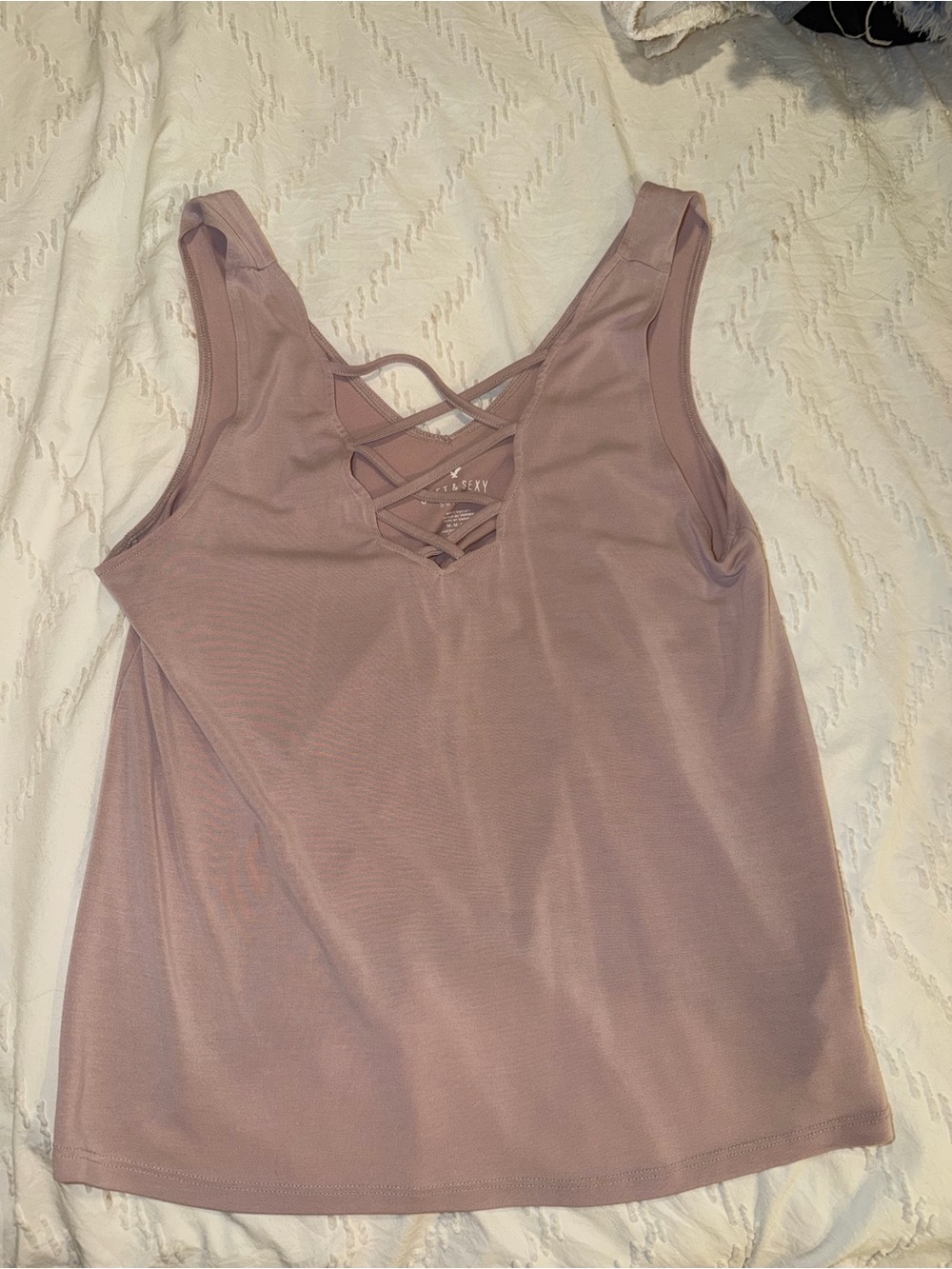 American Eagle Outfitters Mauve Crisscross V-Neck Tank Top